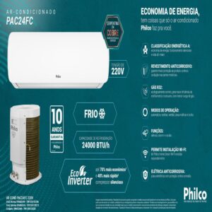 Ar-condicionado Split Hi Wall Philco 24.000 BTUS Inverter Frio