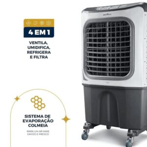 Climatizador de Ar Britânia 4 em 1 Frio 250W 70L – Cinza e Branco 127V – BCL70