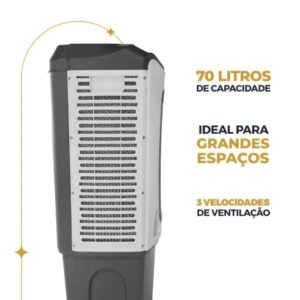 Climatizador de Ar Britânia 4 em 1 Frio 250W 70L – Cinza e Branco 127V – BCL70