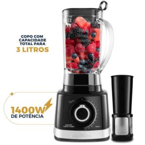 Liquidificador Britânia Fortis Turbo 1400W 3L Preto 127V – BLQ1300P
