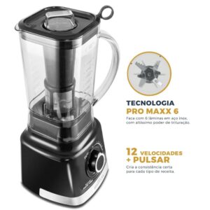 Liquidificador Britânia Fortis Turbo 1400W 3L Preto 127V – BLQ1300P