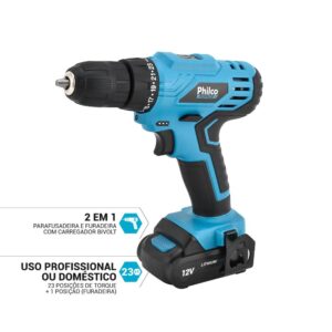 Parafusadeira Philco Force 2 em 1 800RPM Bivolt – PPF12