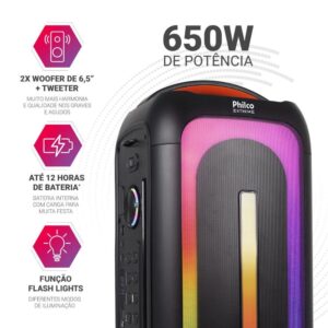 Caixa de Som Philco Extreme Flash Light 650W Bivolt – PCX6701