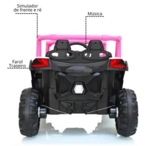 UTV Bang Toys Elétrico Infantil Rockstorm 12V Portas que Abrem, Suspensão, Luzes de LED, Entrada USB/MP3, Controle Remoto – Rosa