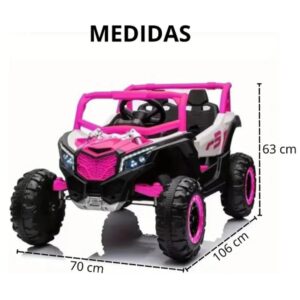 UTV Bang Toys Elétrico Infantil Rockstorm 12V Portas que Abrem, Suspensão, Luzes de LED, Entrada USB/MP3, Controle Remoto – Rosa