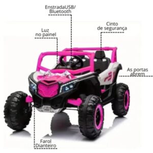 Carrinho Quadriciclo Elétrico Infantil UTV R3 12 V Bang Toys Carro – Rosa