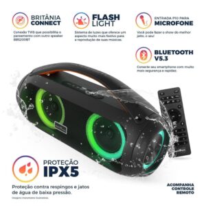 Caixa de Som Speaker Britânia Extreme 200W Bivolt – BBS200BT